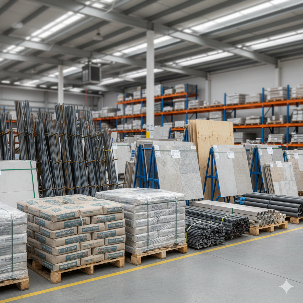 Almacén de materiales para obra civil y construcción